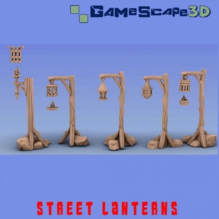 street lamps gamescape3d Tabletop 3D Printable Terrain Fantasy torch town roads urban torches lanterns 3d print model - Mito3D