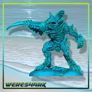 wereshark Ricardo hanson mesa caracteres criaturas fantasía universo monstruo mar tiburón tentáculo hombre lobo cifra 3d print model - Mito3D