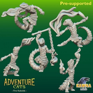 fuego kobolds Kawna minis mesa caracteres criaturas fantasía universo lindo lagartija monstruo enemigo elemento kobold 3d print model - Mito3D