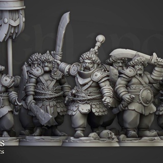 khazarian warriors - highlands miniatures Tabletop Characters & Creatures Fantasy Universe big monster tribal war warrior clan ogre wargame 9thage ogres tribe kow khan mongol khans ogros mongols 3d print model - Mito3D