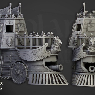 iron opinicus - highlands miniatures Tabletop Characters & Creatures Fantasy Universe Vehicles Machines machine tank war sun imperial cannon vapor steam wargame empire 9thage kow tanque crew machinist sonnstahl sunland 3d print model - Mito3D