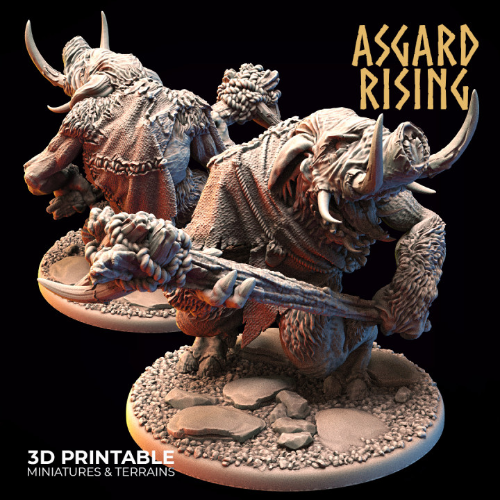 tundra troll 6 presupported asgard rising miniatures Store monster pig ogr 3D print model - Mito3D