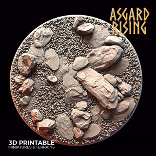 tundr theme 1 x round base 100mm presupported asgard rising miniatures detailed magnet monster rock sand 100 tundra reound socked 3d print model - Mito3D
