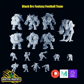 fantezi Futbol siyah ork takım pre supported kaba eğlence minyatürler masaüstü karakterler yaratıklar Evren cin trol orklar 40mm 32mm 25mm yan hakem goblinler engelleyici big guy 3d print model - Mito3D