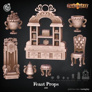 feast props pre-supported cast n play Store Tabletop 3D Printable Terrain Fantasy royal terrain pieces bits chateau castnplay items suppotes 3d print model - Mito3D