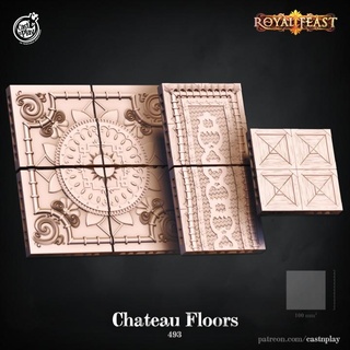 chateau floors pre-supported cast n play Tabletop 3D Printable Terrain Fantasy modular pattern terrain tile floor tiles openlock rooms presupported 3d print model - Mito3D