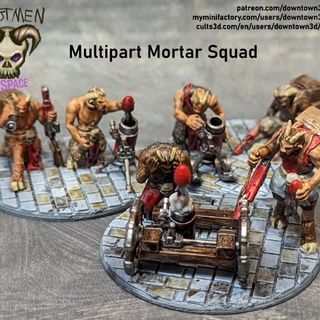 beastmen space multipart mortar squad downtown3d Tabletop Characters & Creatures Sci-Fi Universe beast games gaming guard kit mini model wargaming heavy miniature weapons imperial modelkit tabletop infantry 28mm team astra tabletopgames imperialguard militarum guardsmen heavyweapons firesupport 3d print model - Mito3D