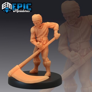 villager farmer male human character epic-miniatures fantasy medieval monster rpg warhammer sla enemy tabletop dungeon dnd pathfinder npc pre-supported supported pre 3d print model - Mito3D