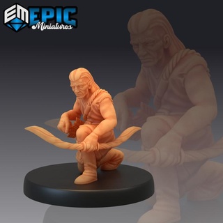 villager hunter human character epic-miniatures fantasy medieval monster rpg warhammer sla enemy tabletop dungeon dnd pathfinder npc pre-supported supported pre 3d print model - Mito3D