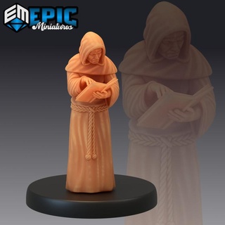 villager monk human character epic-miniatures fantasy medieval monster rpg warhammer sla enemy tabletop dungeon dnd pathfinder npc pre-supported supported pre 3d print model - Mito3D