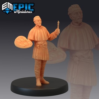 villager artist human character epic-miniatures fantasy medieval monster rpg warhammer sla enemy tabletop dungeon dnd pathfinder npc pre-supported supported pre 3d print model - Mito3D