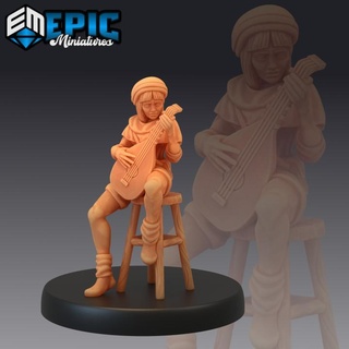villager musician human character epic-miniatures fantasy medieval monster rpg warhammer sla enemy tabletop dungeon dnd pathfinder npc pre-supported supported pre 3d print model - Mito3D