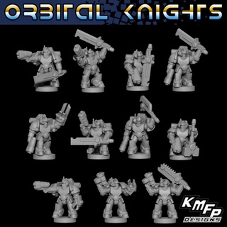 orbital knights - kit1a tactical leaders 6-8mm kmfp designs Tabletop Characters & Creatures Sci-Fi Universe 40k epic knight space star war marine 6mm 3d print model - Mito3D