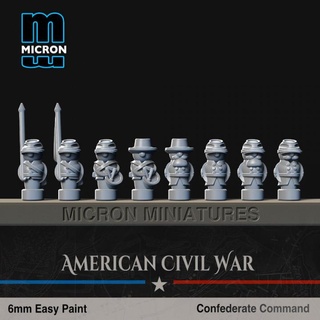 confédéré commander micron miniatures table personnages créatures historique univers 6mm acw 3d print model - Mito3D