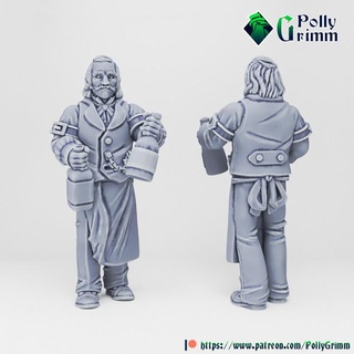 tabletop historic miniature wild west set western bartender pollygrimm Tabletop Characters & Creatures Historical Universe fantasy game mini character boardgame saloon cowboy 3d print model - Mito3D