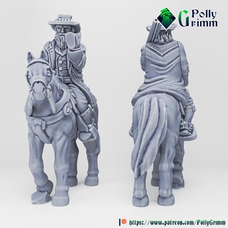 tabletop historic miniature wild west set cowboy gun faithful horse pollygrimm Tabletop Characters & Creatures Historical Universe fantasy game mini character boardgame saloon bartender western 3d print model - Mito3D