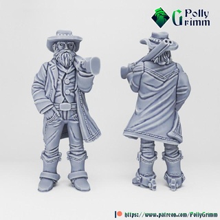 tabletop historic miniature wild west set cowboy gu pollygrimm Tabletop Characters & Creatures Historical Universe fantasy game gun mini character boardgame saloon western 3d print model - Mito3D