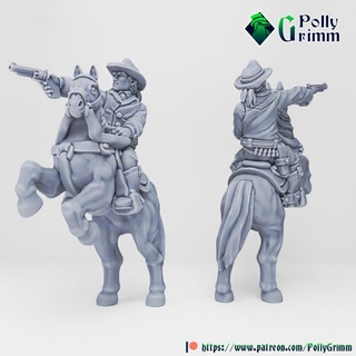 tabletop historic miniature wild west set cowboy gun faithful horse ver pollygrimm Tabletop Characters & Creatures Historical Universe fantasy game mini character boardgame western 3d print model - Mito3D