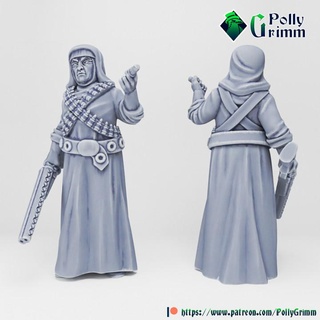 tabletop historic miniature wild west set old nun shotgun pollygrimm Tabletop Characters & Creatures Historical Universe fantasy game gun mini character boardgame saloon badass cowboy western 3d print model - Mito3D