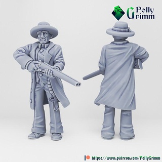 tabletop historic miniature wild west set priest gun pollygrimm Tabletop Characters & Creatures Historical Universe fantasy game mini character boardgame holy father saloon cowboy western 3d print model - Mito3D