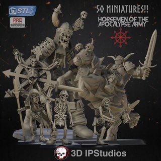cavaliers apocalypse armée Ismael boulanger Garcia boutique squelette marteau guerre miniature 3dprint jeu plateau chaos 32mm 3d print model - Mito3D
