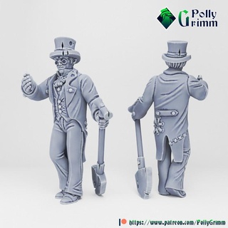 tabletop historic miniature wild west set undertaker shovel pollygrimm Tabletop Characters & Creatures Historical Universe fantasy game mini character grave boardgame cemetery cowboy western 3d print model - Mito3D
