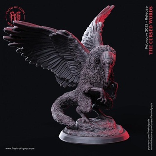 Profond corbeau chair dieux créature fantaisie monstre rpg volant dnd ailé three eyed 3d print model - Mito3D