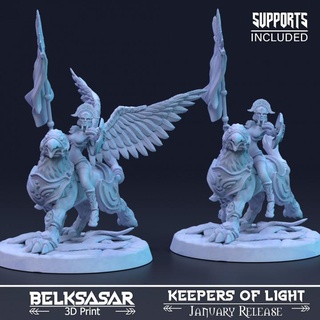 celestial blizzard variant 2 belksasar 3dprint Tabletop Characters & Creatures Fantasy Universe armor beautiful board detailed fantasy female girl helmet realistic shield wings woman banner angel boardgames dnd 32mm powerfull gryph 3d print model - Mito3D