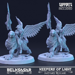 celestial blizzard variants belksasar 3dprint Tabletop Characters & Creatures Fantasy Universe armor beautiful board detailed fantasy female girl helmet realistic shield wings woman banner angel boardgames dnd 32mm powerfull gruph 3d print model - Mito3D