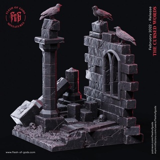 Raven ruínas carne Deuses cidade Corvo fantasia fantasma suporte rpg terreno dnd cenário deuses carnais 3d print model - Mito3D