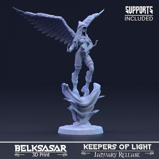 keeper high secrets variant 2 belksasar 3dprint Tabletop Characters & Creatures Fantasy Universe beautiful board book boots detailed fantasy girl realistic wings woman storm boardgames hood dnd feather skirt 32mm 75mm fenale celeatial 3d print model - Mito3D