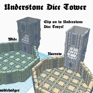 understone dice tower trays brander roullett Tabletop accessories 3D Printable Terrain Fantasy dungeonsanddragons d&d dicetower dicetray sablebadger 3d print model - Mito3D