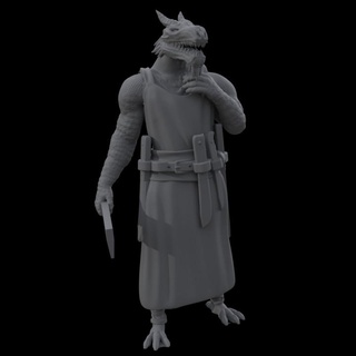 dragonborn butcher - average trading district yourneighborknight minis  Tabletop Tabletop Characters & Creatures Fantasy Universe Tabletop Tabletop Characters & Creatures dragon dragonborn half meat merchant butcher seller  3d print model - Mito3D