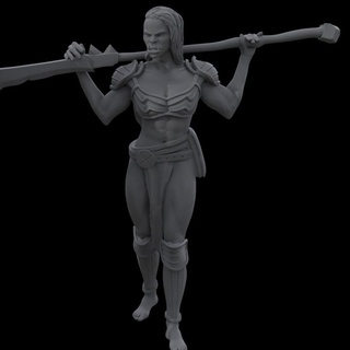 orc guerrier 2 moyenne commerce district voisin chevalier minis table personnages créatures fantaisie univers barbare femelle combattant gladiateur 3d print model - Mito3D