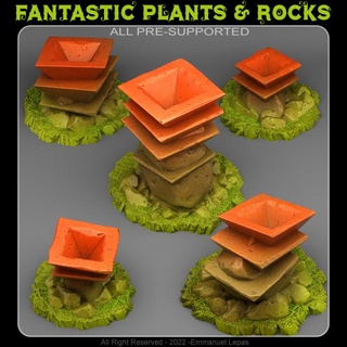 Asya kutlama taşlar fantastik bitkiler kayalar mağaza masaüstü 3D yazdırılabilir arazi fantezi bitki Kaya Emmanuel kabile Bırak destekli 3d print model - Mito3D