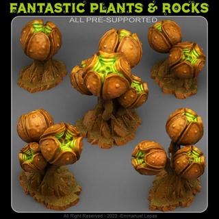 locura espora vainas fantástico plantas rocas Tienda mesa 3D imprimible terreno fantasía Sci Fi planta maceta rock emmanuel tribu Déjalo soportado 3d print model - Mito3D