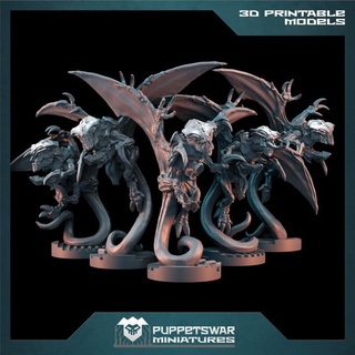 winged insectoids warriors puppetswar miniatures Tabletop Characters & Creatures Fantasy Universe wargaming warhammer tabletop aliens bugs tyranids 3d print model - Mito3D