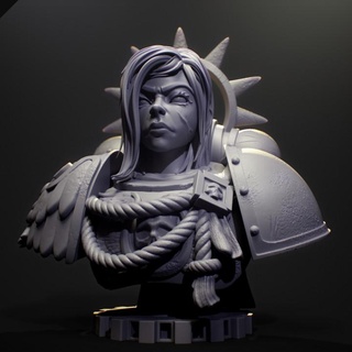 female space commander bust jigglystix Tabletop Characters & Creatures Sci-Fi Universe Store Fan Art Busts 40k soldier trooper unit wargaming warhammer 3dprint 3dprinting scifi 3dmodeling marine 30k ultra 3d print model - Mito3D
