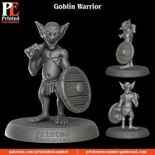 goblin Guerreiro impresso encontro tampo mesa personagens criaturas fantasia universo mini rpg miniatura dnd 32mm goblins ttrpg 3d print model - Mito3D