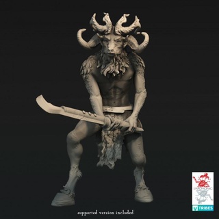 ghour demon minotaur 2 inch 50 mm base 25 65 height miniature 2moronic miniatures Tabletop Characters & Creatures Fantasy Universe board dragons dungeons fantasy game mini rpg tabletop d&d dnd abyss pathfinder demons 5e pre-supported 2e ghours 3d print model - Mito3D
