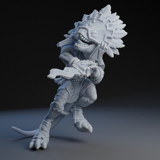 fantasy football little lizard famous player 1 - presupported brutefun minatures Tabletop Characters & Creatures Fantasy Universe aztec mayan boardgame tabletop 28mm lizards lizardman lizardfolk lizardmen star-player 3d print model - Mito3D