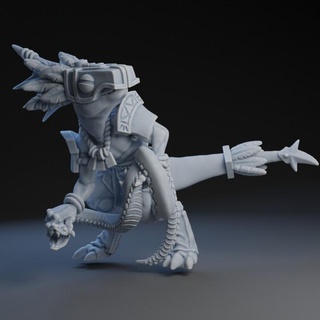 fantasy football little lizard famous player 2 - presupported brutefun minatures Tabletop Characters & Creatures Fantasy Universe aztec mayan boardgame tabletop 28mm lizards lizardman lizardfolk lizardmen star-player 3d print model - Mito3D