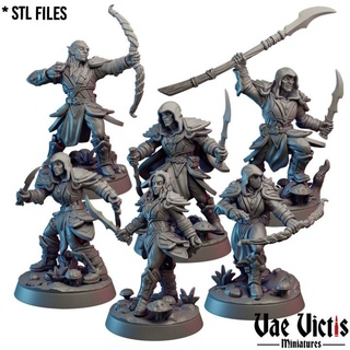 modular elves set pre-supported vae victis miniatures Tabletop Characters & Creatures Fantasy Universe Store fantasy forest hands rpg warrior weapons tabletop pack rogue dnd supported 3d print model - Mito3D