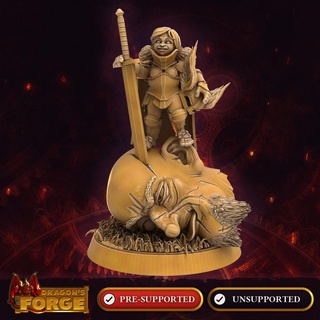halfling female fighter dragon's forge miniatures Tabletop Characters & Creatures Fantasy Universe armour dragons game giant hero player rpg sword victory warrior miniature roleplaying tabletop hobbit d&d npc 3d print model - Mito3D
