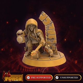 halfling female thief dragon's forge miniatures Tabletop Characters & Creatures Fantasy Universe dragons game hero mini player rpg miniature rat roleplaying tabletop adventure hobbit rogue encounter npc sewer 3d print model - Mito3D