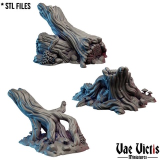fallen trees supportless vae victis miniatures Store Tabletop 3D Printable Terrain Fantasy fantasy forest nature rpg tree tabletop tactical dnd woods scatter barricades 3d print model - Mito3D