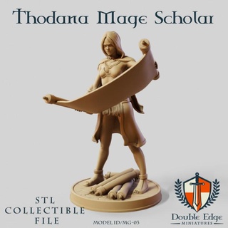 thodana mage scholar double edge miniatures Tabletop Characters & Creatures Fantasy Universe stl fantasy girl school toy warhammer magic lotr tabletop collectible young sorcerer miniaturepainting wizzard studen 3d print model - Mito3D