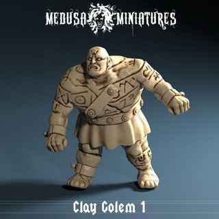 clay golem 1 medusa miniatures Tabletop Characters & Creatures Fantasy Universe dragons dungeons fantasy mini monster rpg miniature tabletop pre-supported supported 3d print model - Mito3D