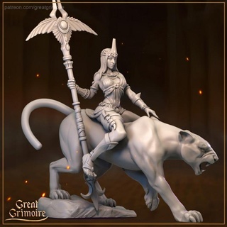 dalia great grimoire  Tabletop Tabletop Characters & Creatures Fantasy Universe Tabletop Tabletop Characters & Creatures beast egypt girl mount rock staff panther rider 35mm 32mm mounter selket  3d print model - Mito3D