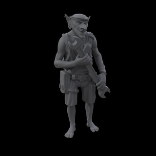 goblin mechanic - average trading district yourneighborknight minis Tabletop Characters & Creatures Fantasy Universe master tinkerer technitian 3d print model - Mito3D